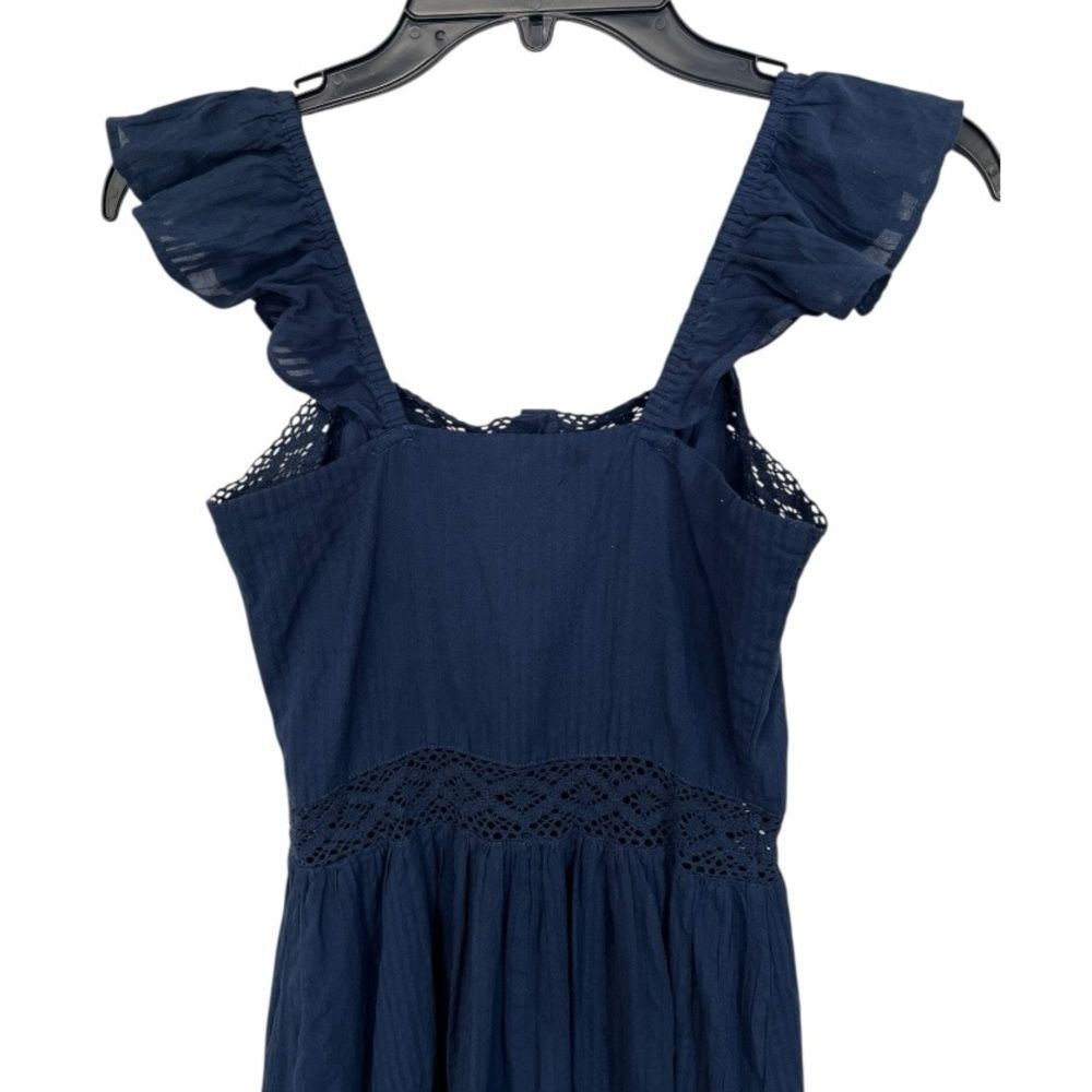 NWT And Now‎ This | Navy Blue Crochet Trim Cotton Maxi Dress XXS - Picture 5 of 12